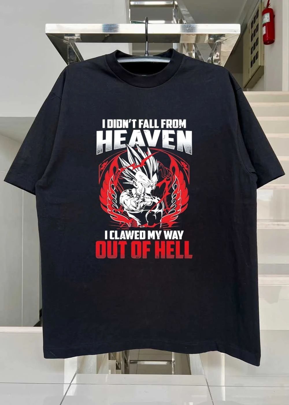 Majin Vegeta Anime I Didn’t Fall from Heaven I Clawed My Way out of Hell T-Shirt