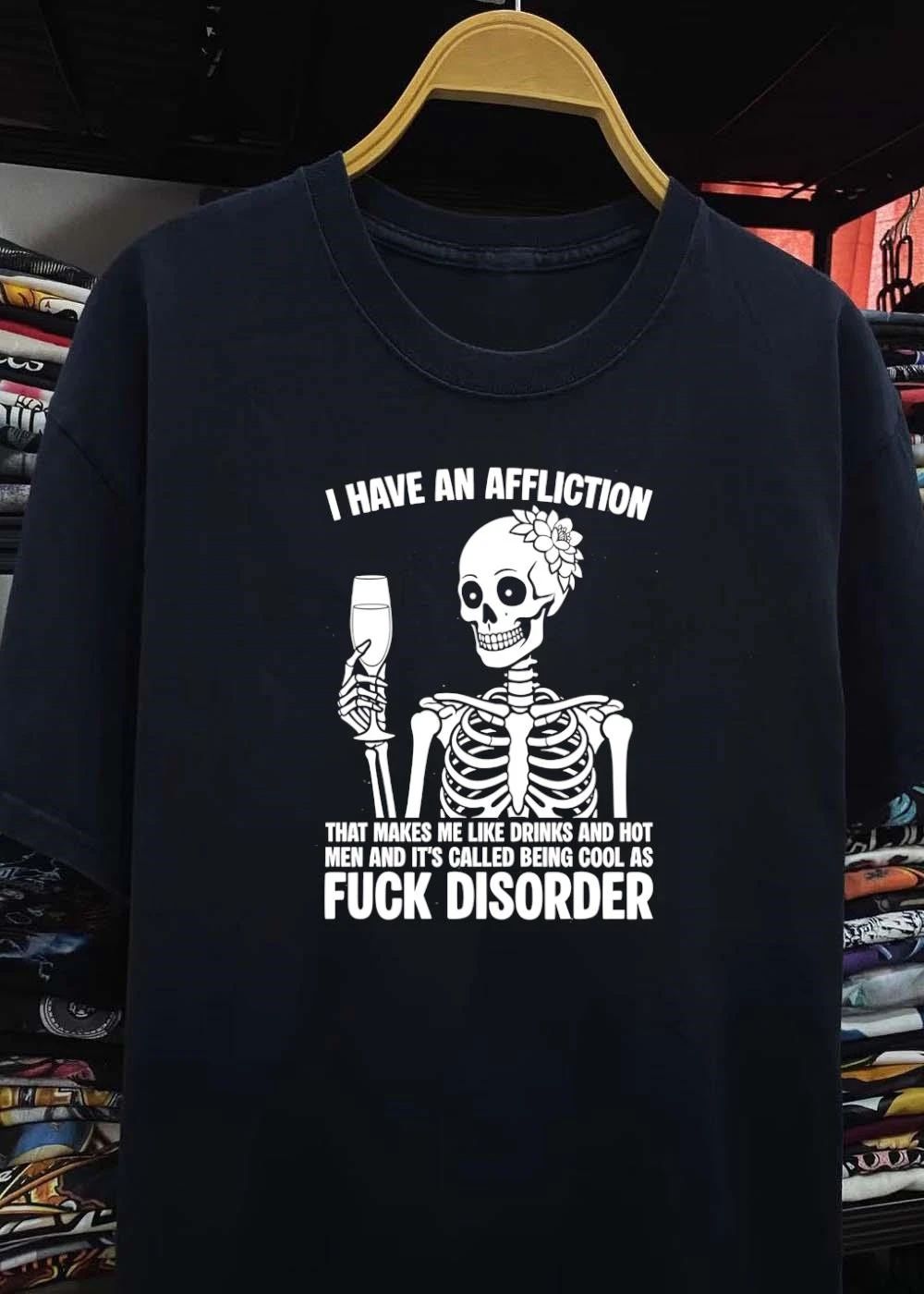Cool As Fuck Disorder Skeleton Drinks Hot Men T-Shirt