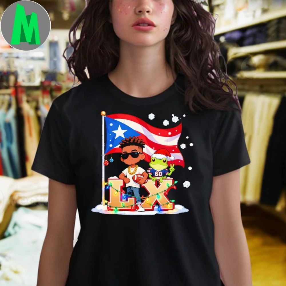 Original Bad bunny and frog christmas light football fan Shirt