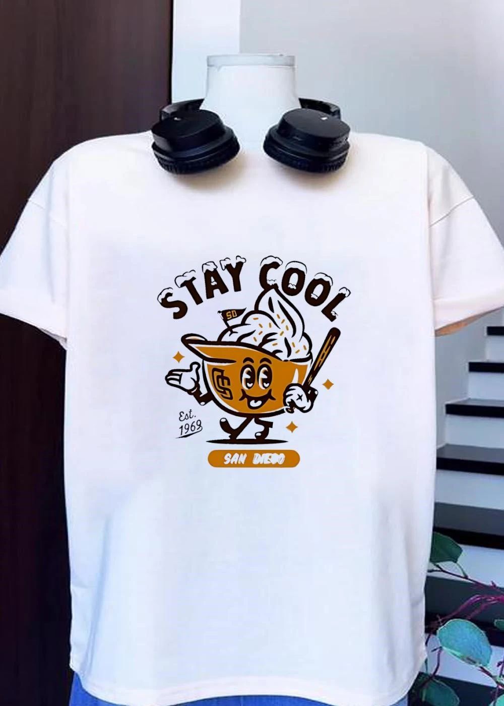 San Diego Padres Stay Cool cream Est 1969 cartoon shirt