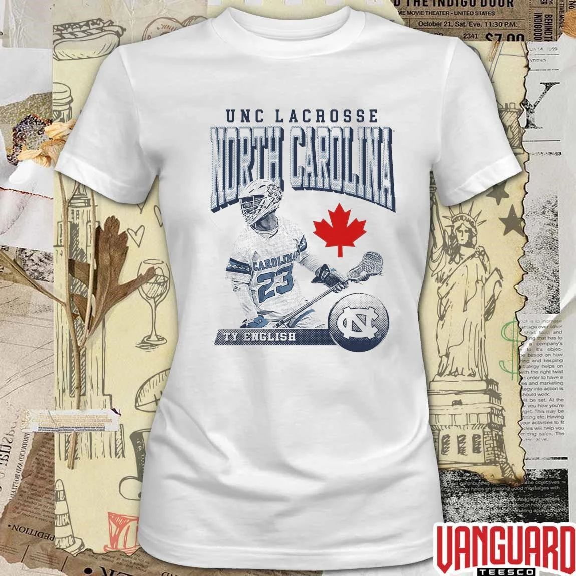 Ty English UNC Tar Heels Lacrosse Light Blue Illustrated t-shirt