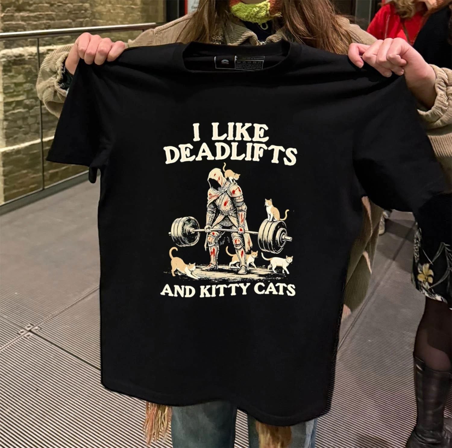 I Like Deadlifts And Kitty Cats Knight In Armor Lifting Barbell shirt