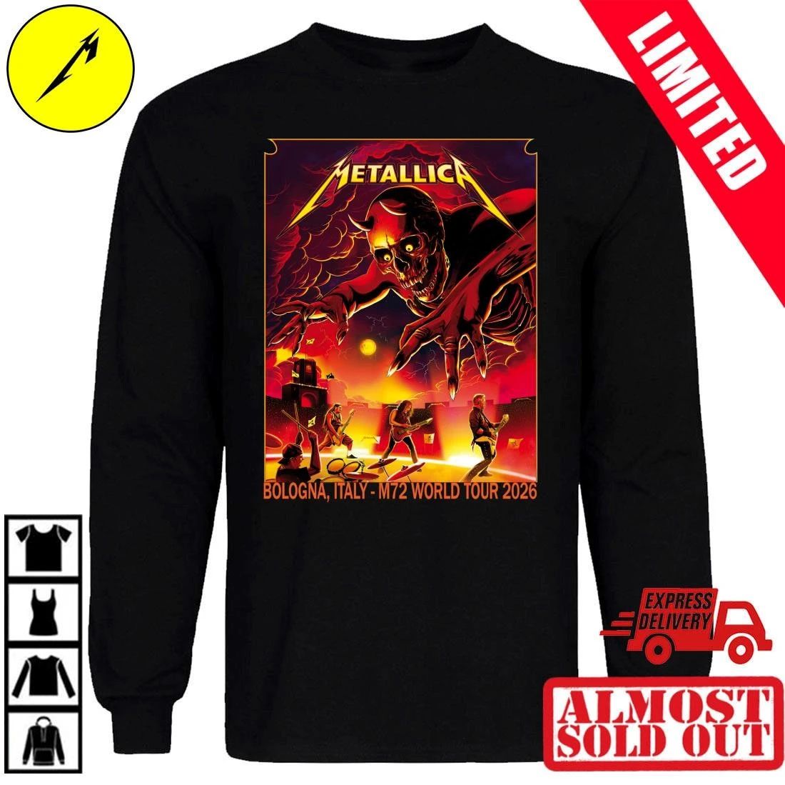 Metallica Pop-Up Shop Bologna 2026 T-Shirt Nino Cammarata Art