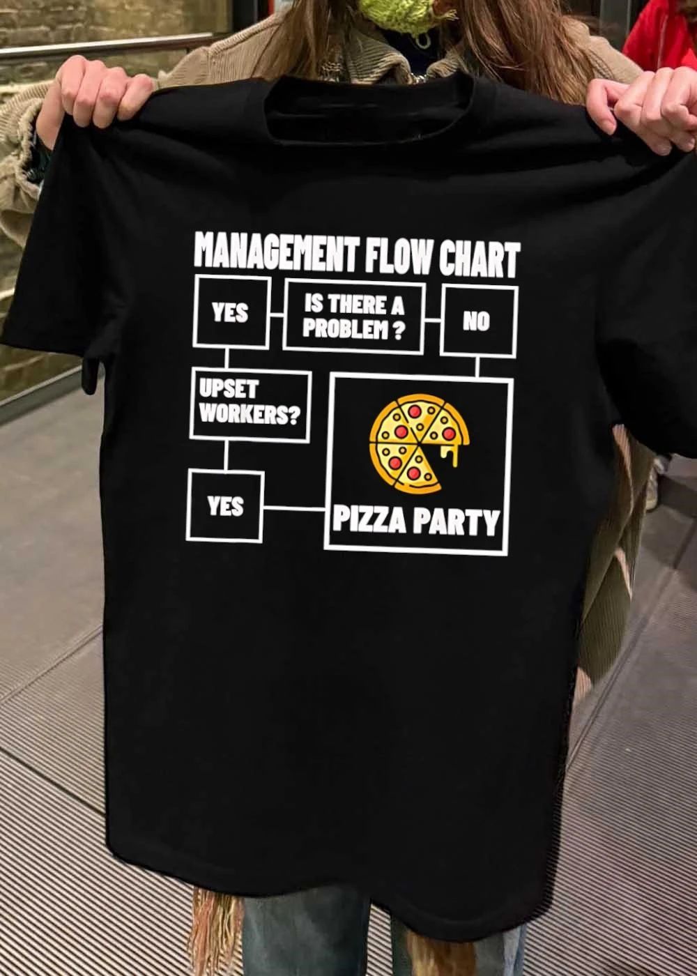 Management Flow Chart Is There A Problem Pizza Party Funny shirt