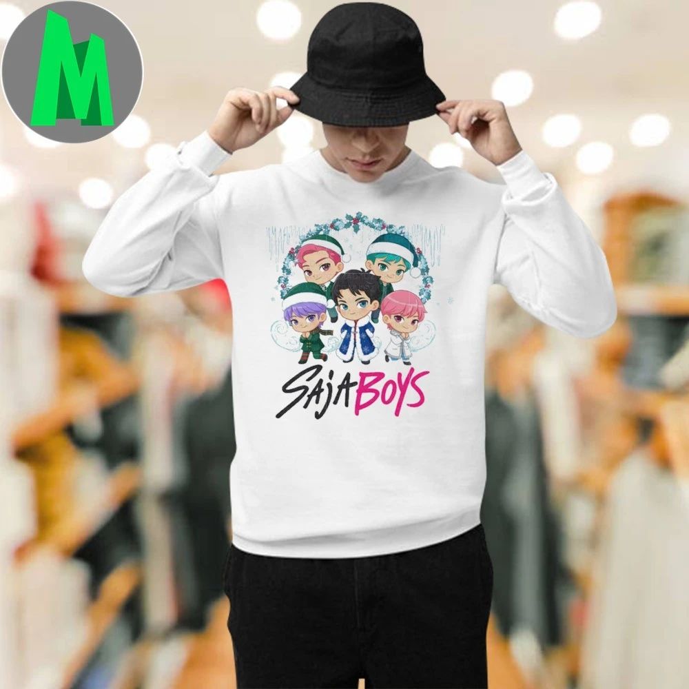 Chibi saja boys christmas day christmas wreath Shirt