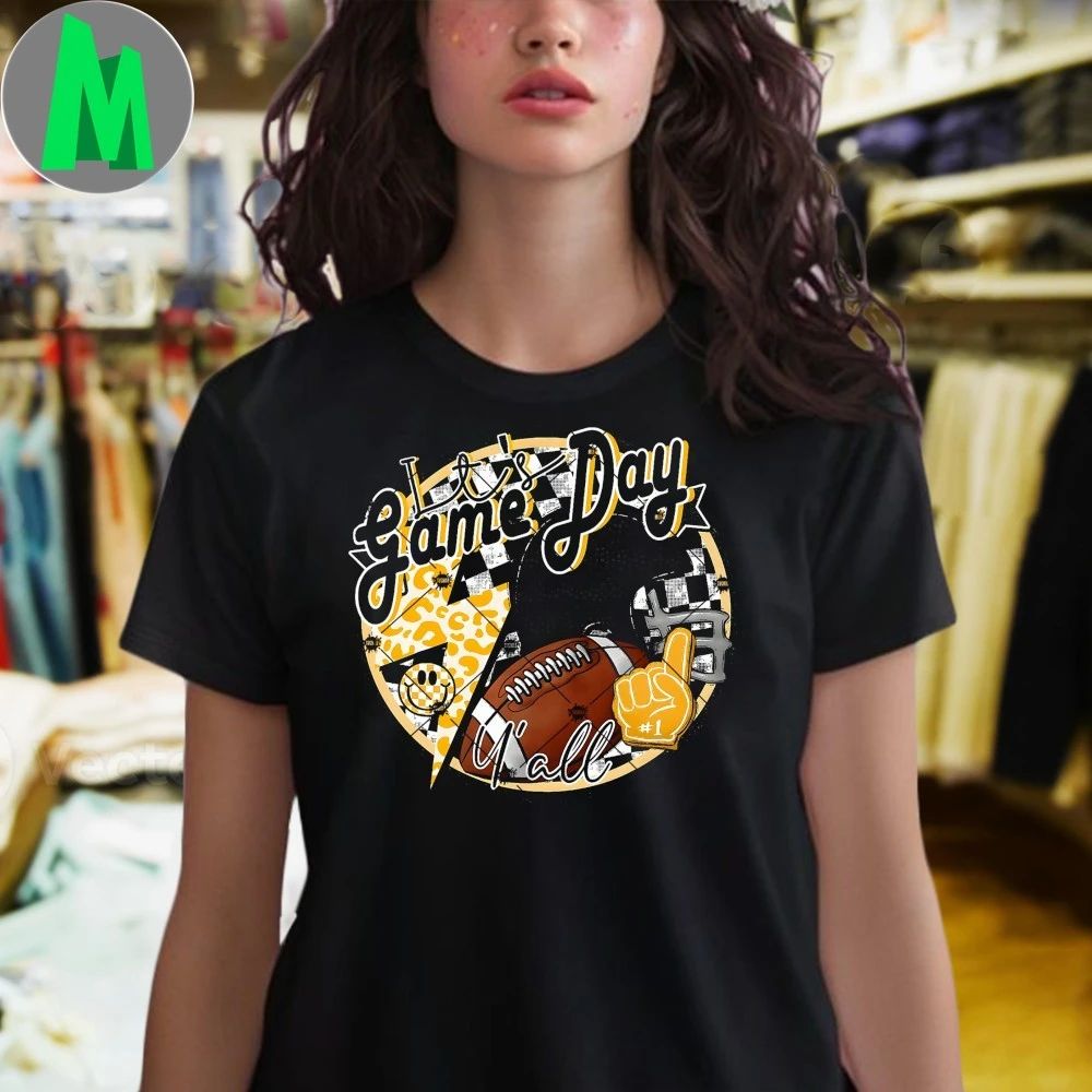 It’s Game Day Y’all Retro Football Team Spirit Black & Gold Shirt
