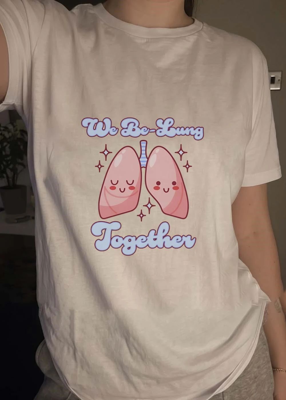 Cute Pun Illustration We Be-Lung Together Romantic Pair Anatomy T-Shirt