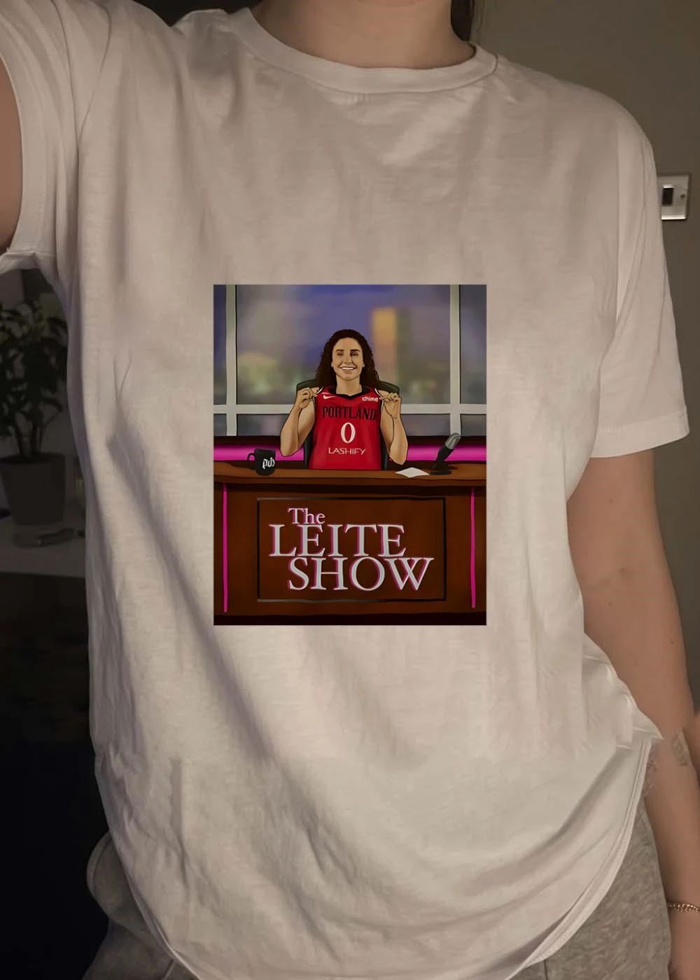 PDX The Leite Show Portland 0 Lashify Chime Athlete Holding Jersey Shirt