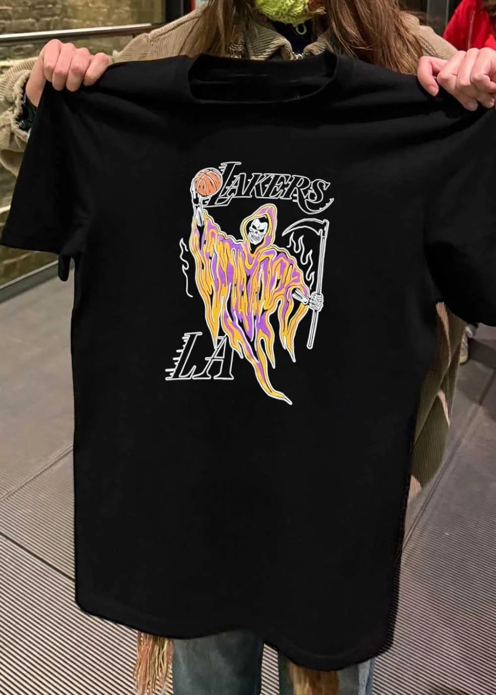 Grim Reaper Dunking Basketball Lakers LA shirt