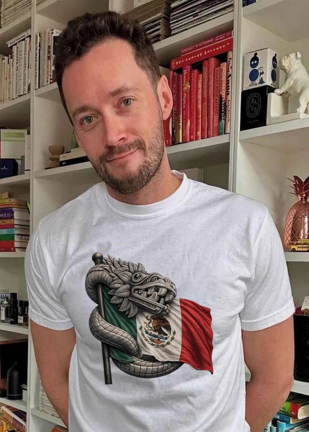 Quetzalcoatl Coiling Around Mexican Flag shirt