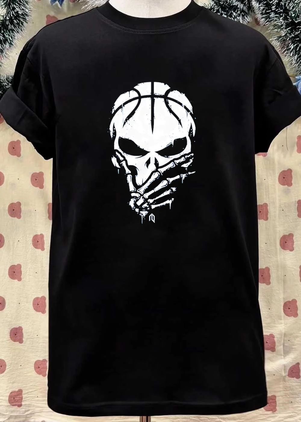 Logo Skull Basketball Skeleton Hand Silencing T-Shirt