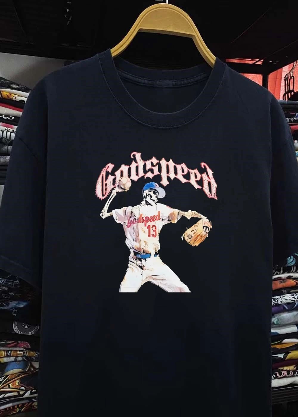 Godspeed Skeleton Baseball Player Pitching Godspeed 13 T-Shirt