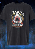 Riot Society Jaws Amity Island Welcomes You Shark Eating Boat T-Shirt