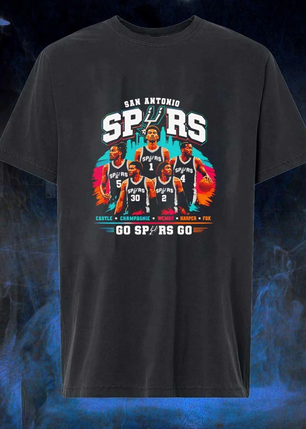 San Antonio Spurs T-Shirt Go Spurs Go Castle Champagnie Wemby Harper Fox