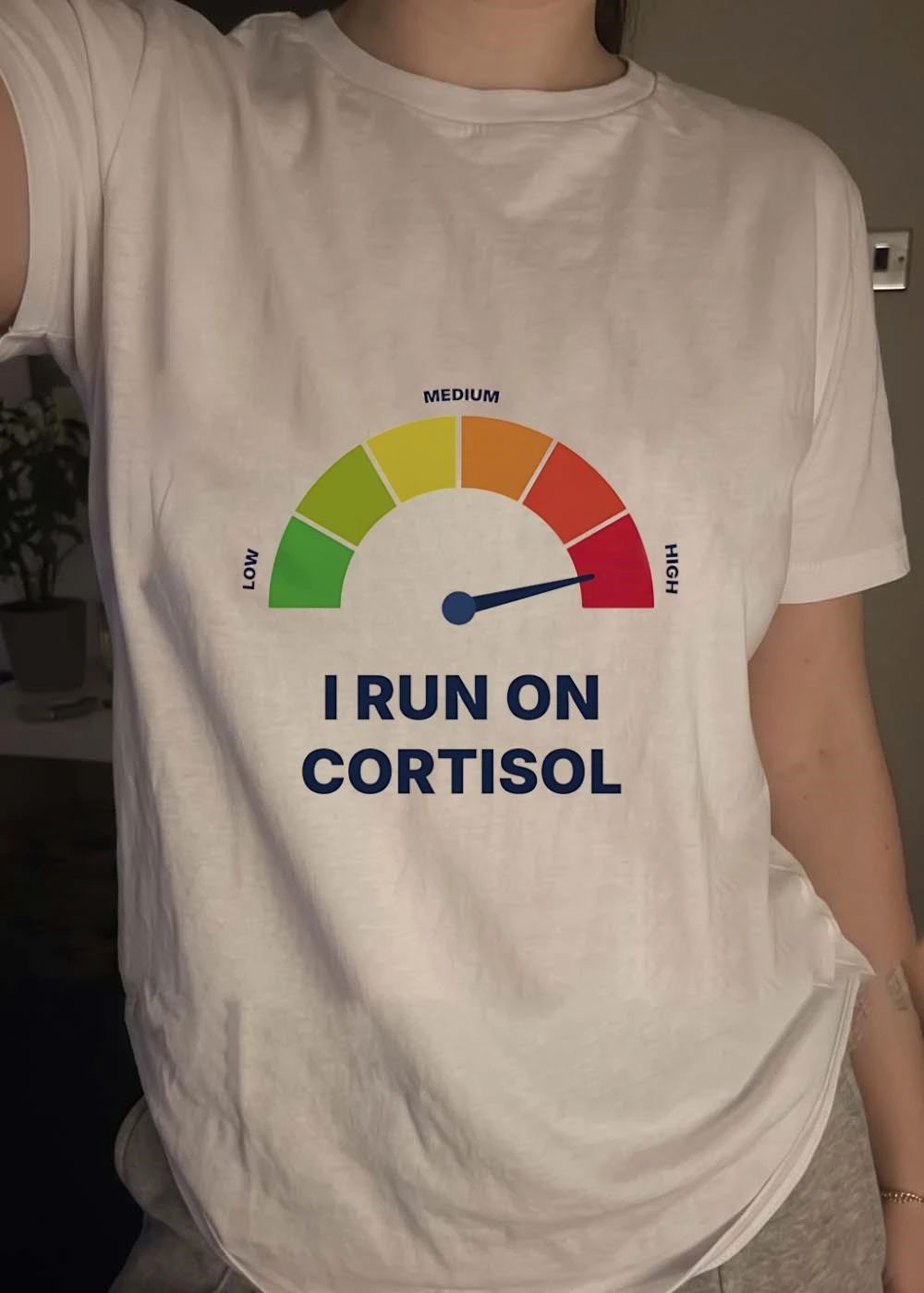 Cortisol Stress Meter Running on Cortisol shirt