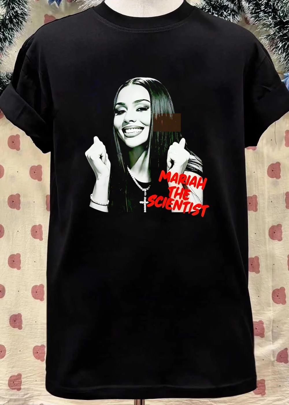 Mariah the Scientist Smiling Portrait Black and White T-Shirt