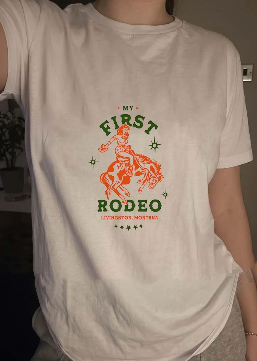 Livingston Montana My First Rodeo Cowgirl Riding Horse shirt