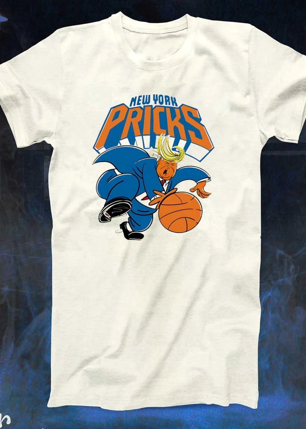 New York Pricks Donald Trump Angry Cartoon Character Dribbling Basketball shirt