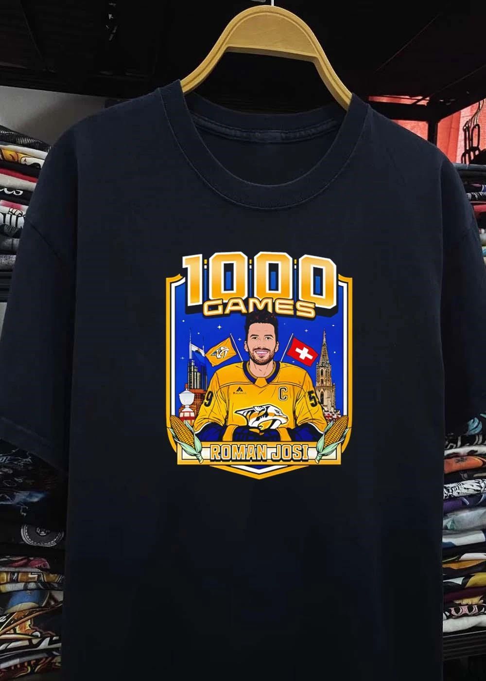 Roman Josi 1000 Games Captain Switzerland Nashville Hockey shirt