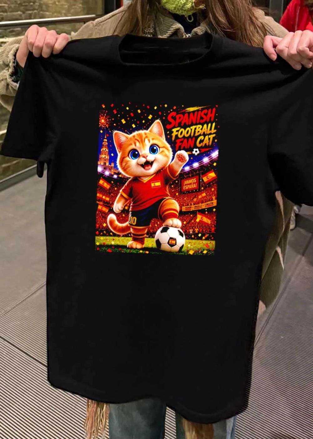 Spanish Football Fan Cat ‘ Cute Kitten Playing Soccer ‘ Vamos España Shirt