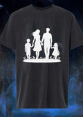 Family Silhouette Walking Through Grass Mother Father Son Daughter T-Shirt