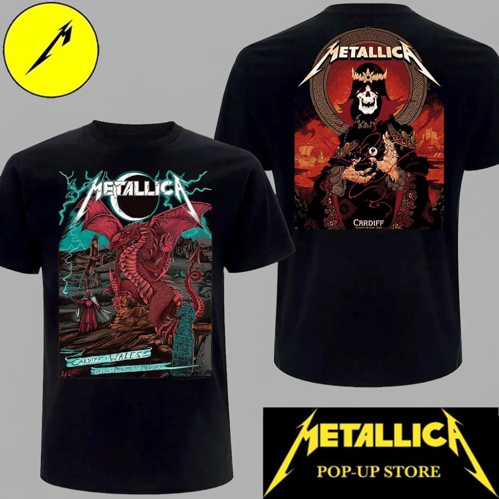 Metallica M72 Tour Cardiff 2026 Red Dragon Meets Celtic Skull King Graphic Shirt