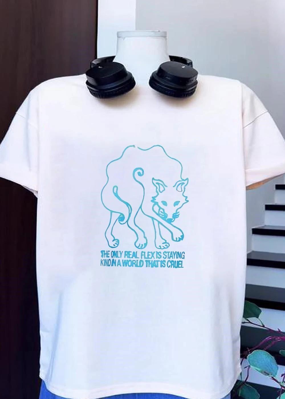 Wolf Walking The Only Real Flex Is Staying Kind in a World That Is Cruel T-Shirt