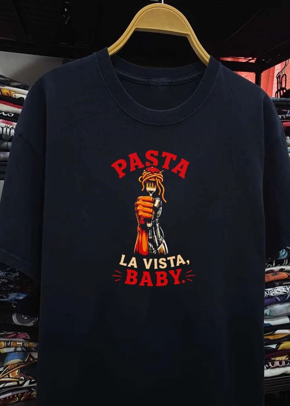 Pasta La Vista Baby Terminator Cyborg Hand Eating Spaghetti shirt