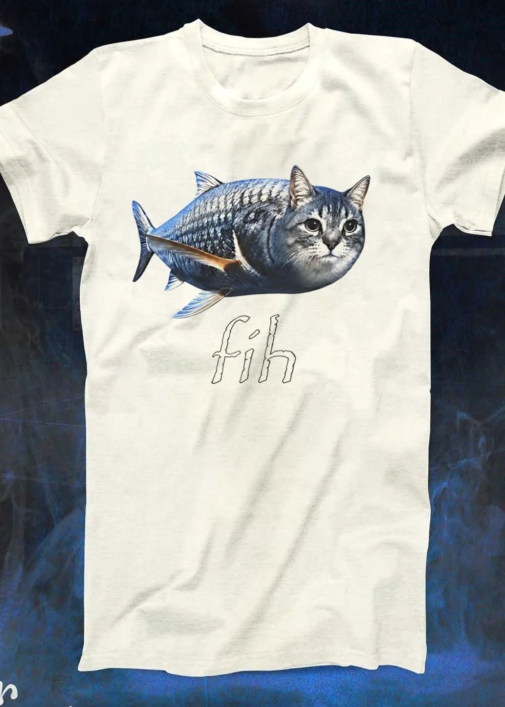 Fih gray tabby cat fish hybrid creature ocean animal character fih shirt