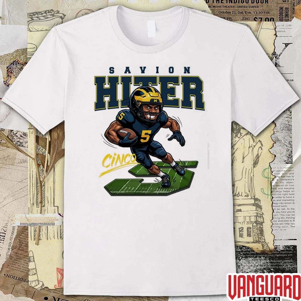 2026 Valiant University of Michigan Football Savion Hiter Caricature t-shirt