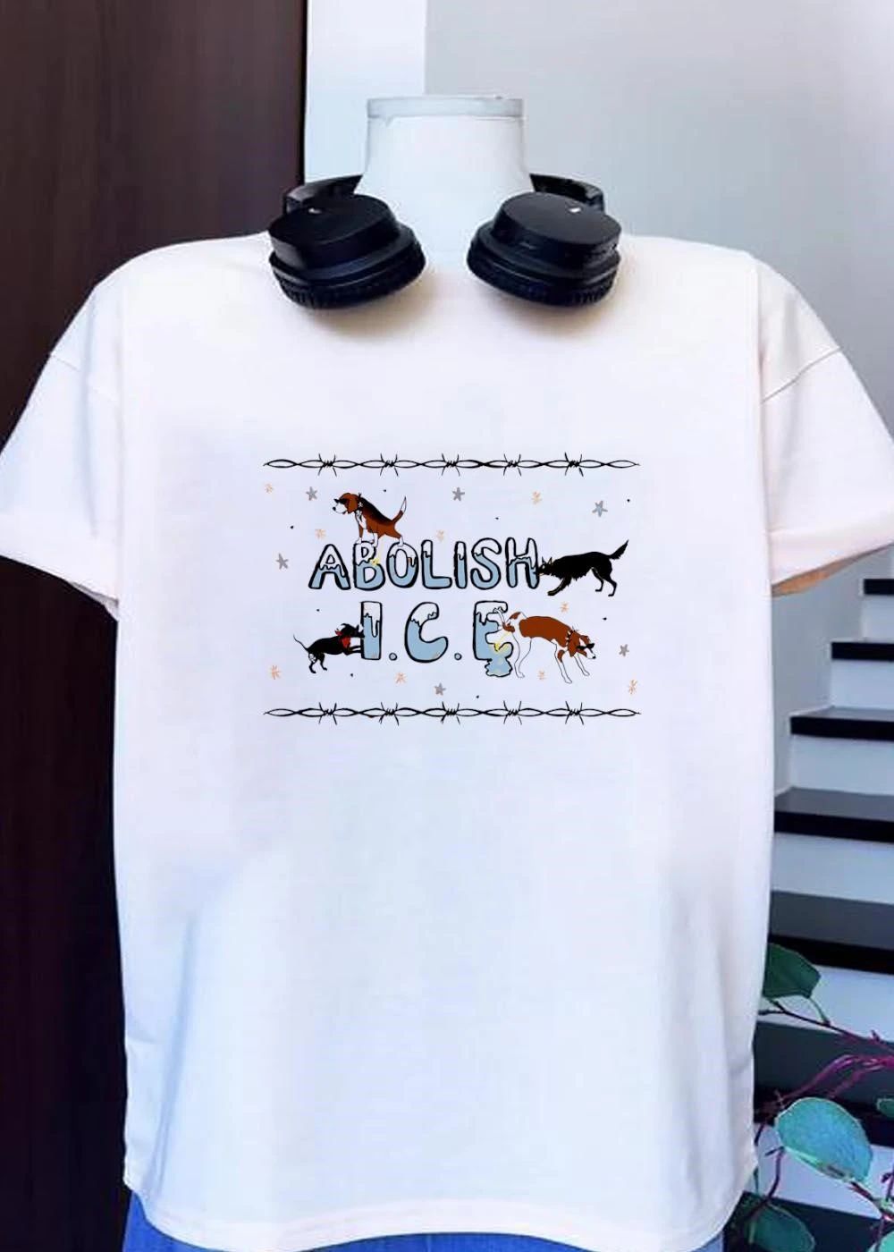 Dogs Urinating on Letters Abolish ICE Protest T-Shirt
