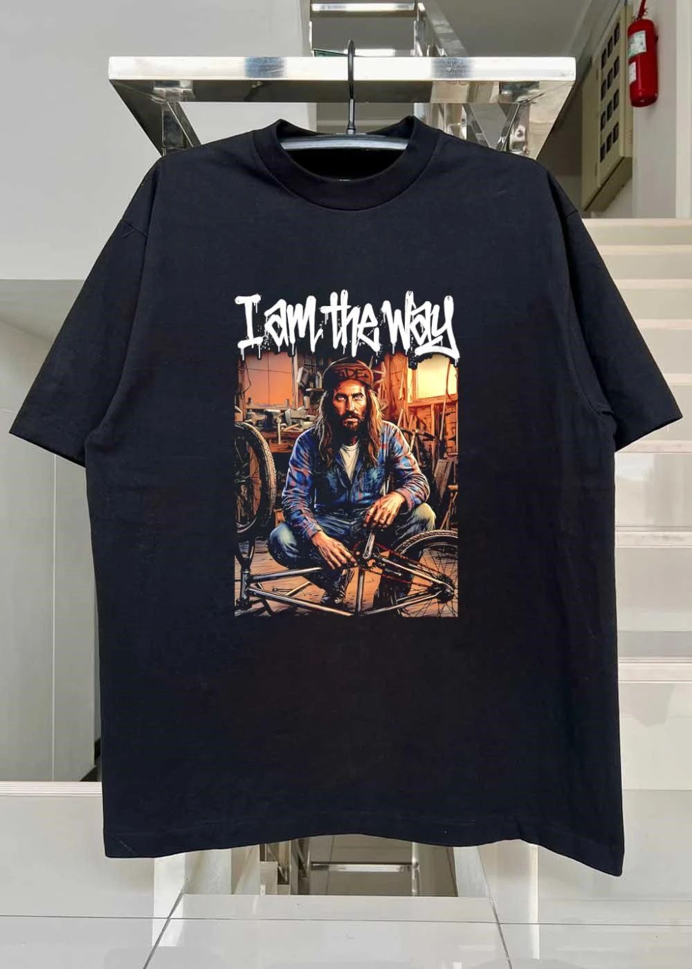 I Am the Way Man Fixing Bicycle T-Shirt