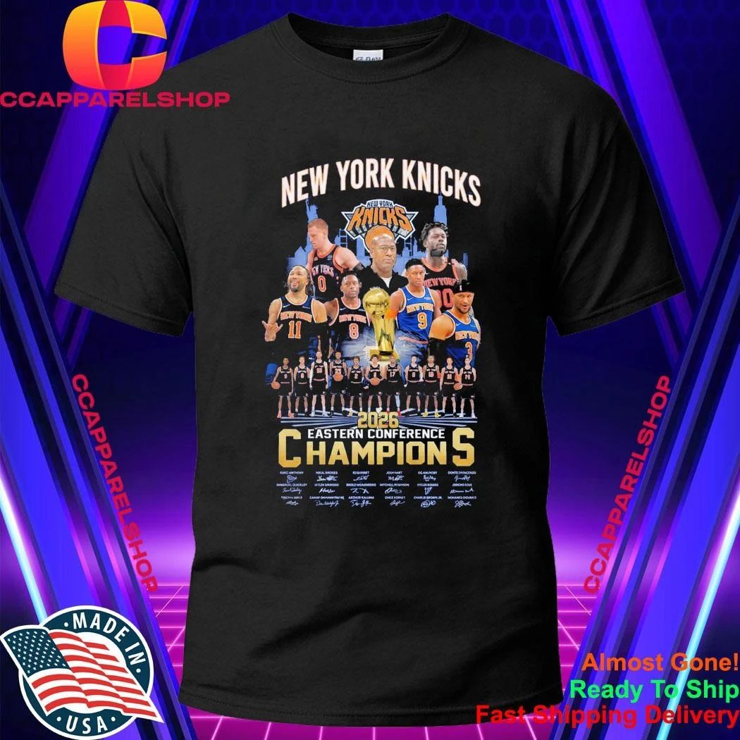 NY Knicks 2026 Eastern Conference Champions Roster Signatures Shirt