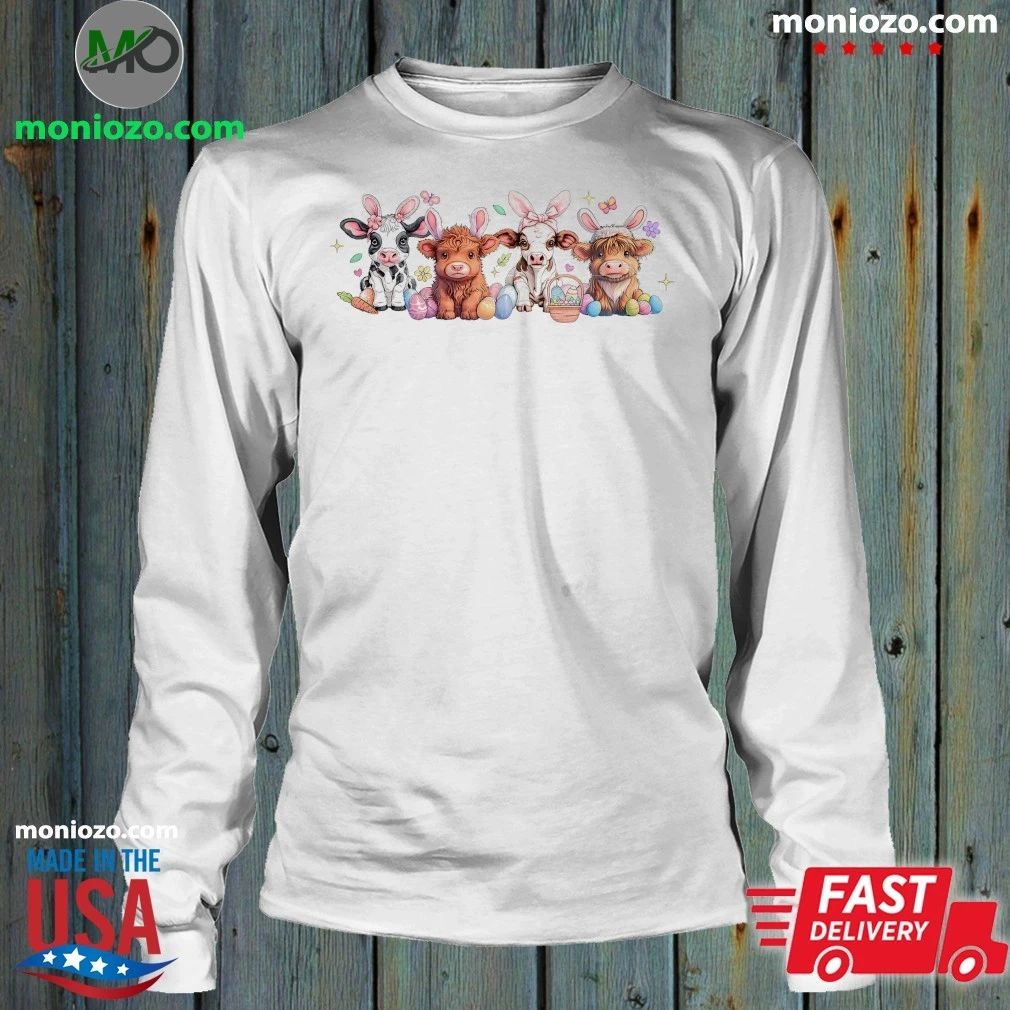 Original Cute Easter Cow Bunny Ear Cow Easter Farm Animal Easter Clipart Shirt