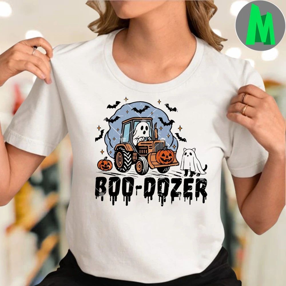 Cute Fall Ghost Boo Dozer Pumpkin Truck Halloween Shirt