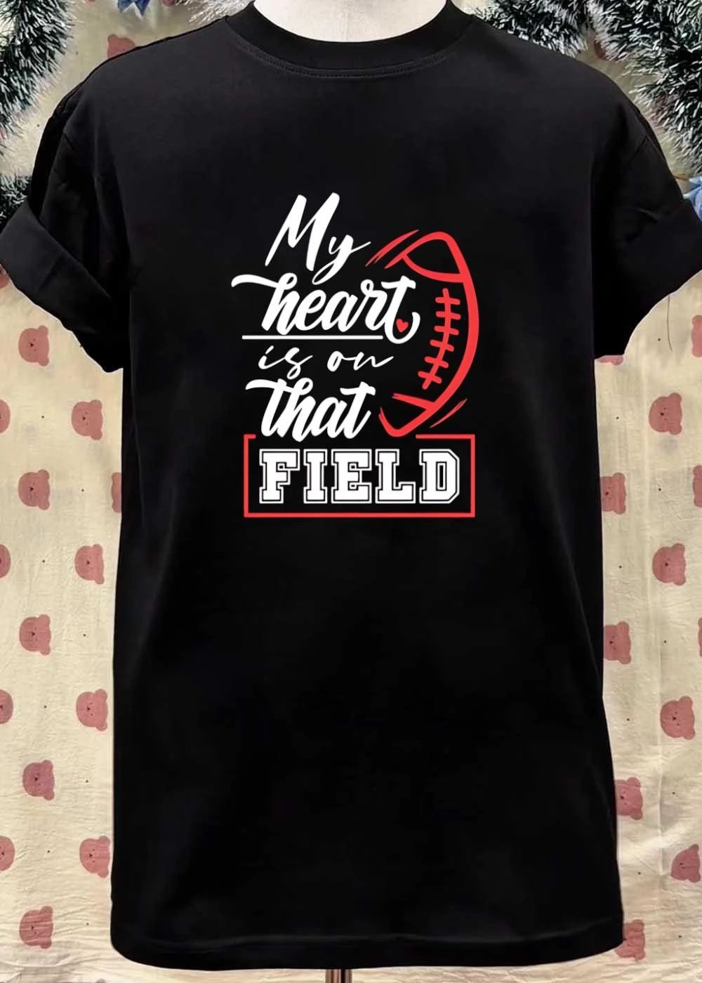 Football Mom Gift My Heart is on that Field Football shirt