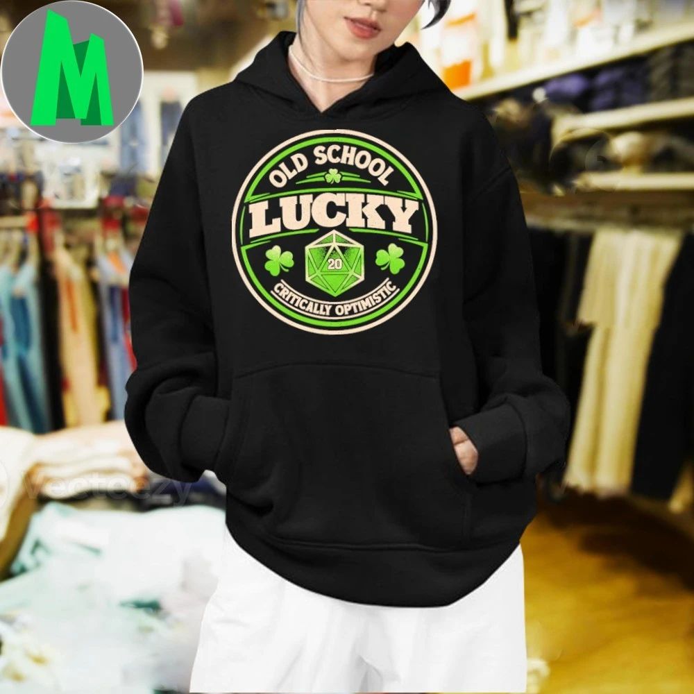 Old School Lucky D20 Gaming Badge Shirt