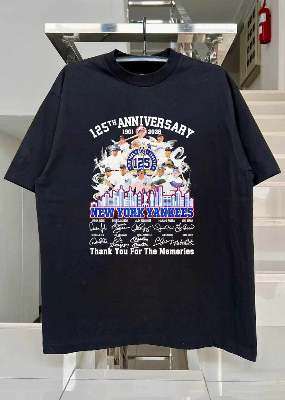 125th Anniversary 1901 2026 New York Yankees Legends Signatures Skyline shirt