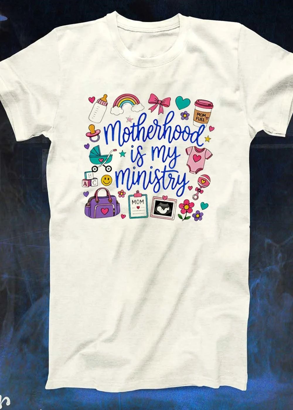Motherhood Is My Ministry Rainbow Baby Shower Gift Shirt