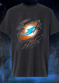 Miami Dolphins T-Shirt Ripped Skin Effect Logo Men’s Graphic Apparel