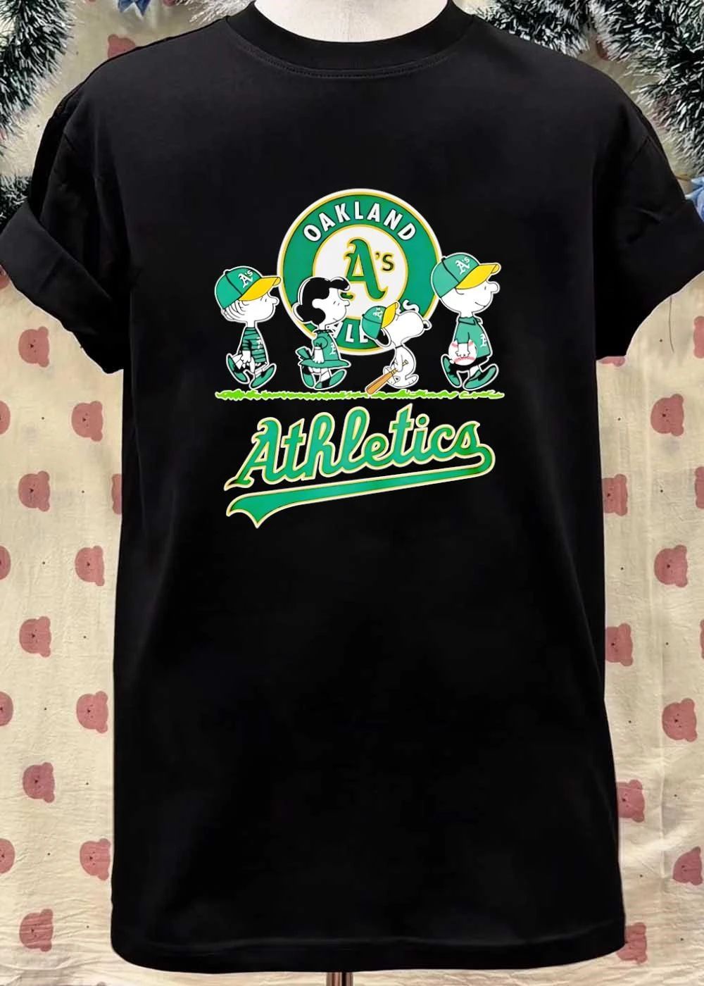 Peanuts Gang Walking with Baseball Gear Oakland A’s Athletics Shirt