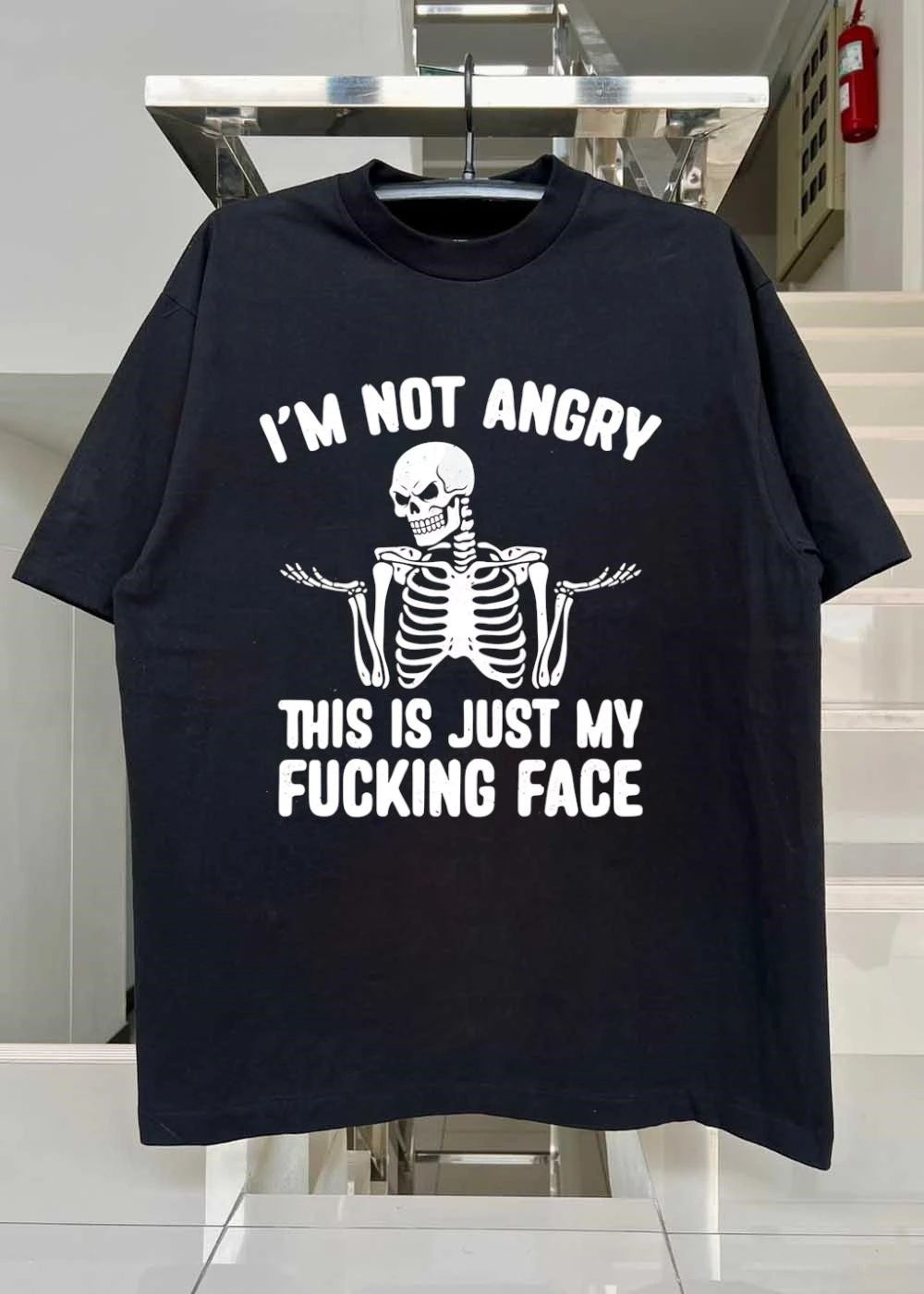 Skeleton Shrug I Am Not Angry This Is Just My Fucking Face T-Shirt
