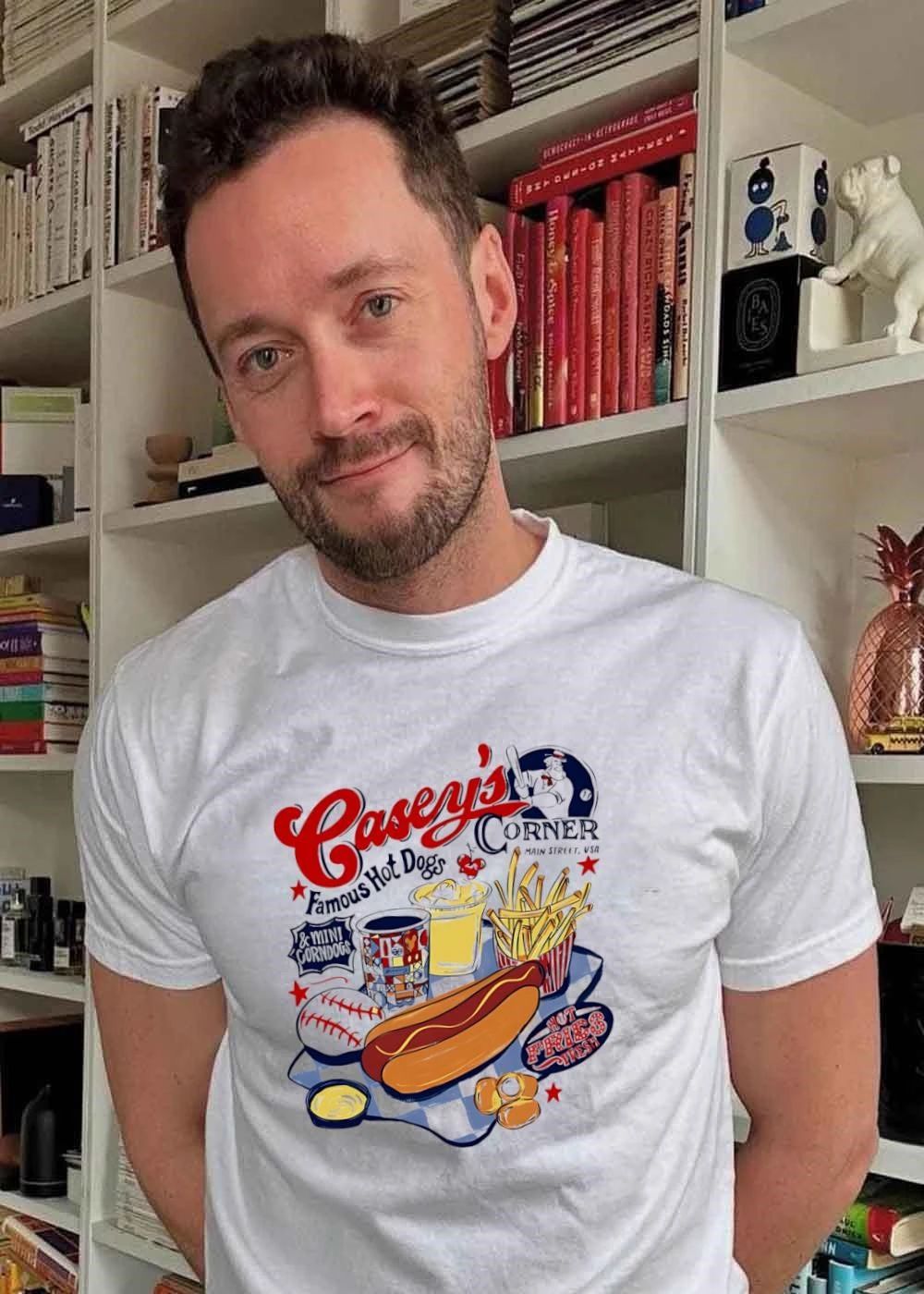 Casey’s Corner Famous Hot Dogs Baseball Player Shirt