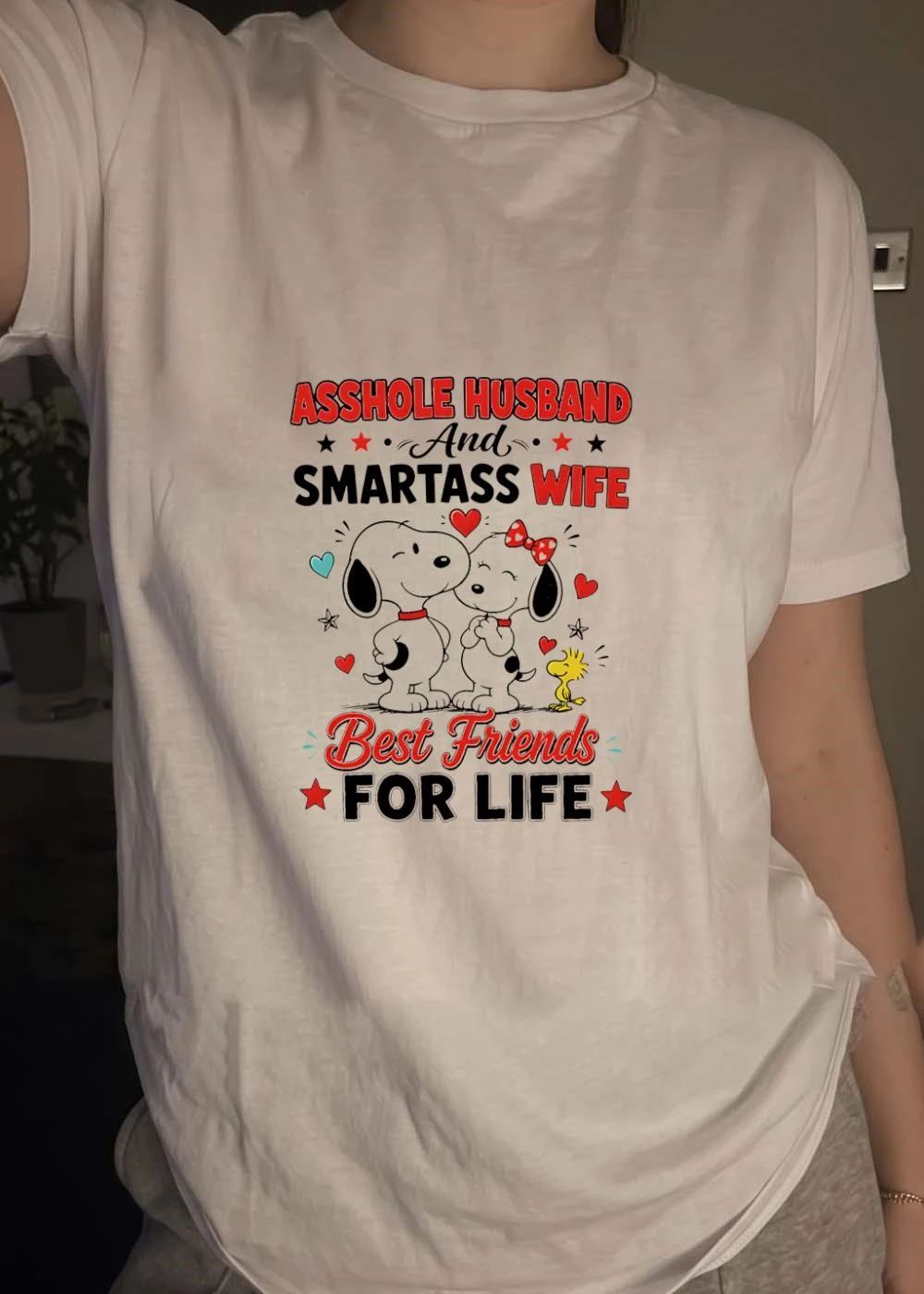 Asshole Husband and Smartass Wife Best Friends for Life Peanuts T-Shirt