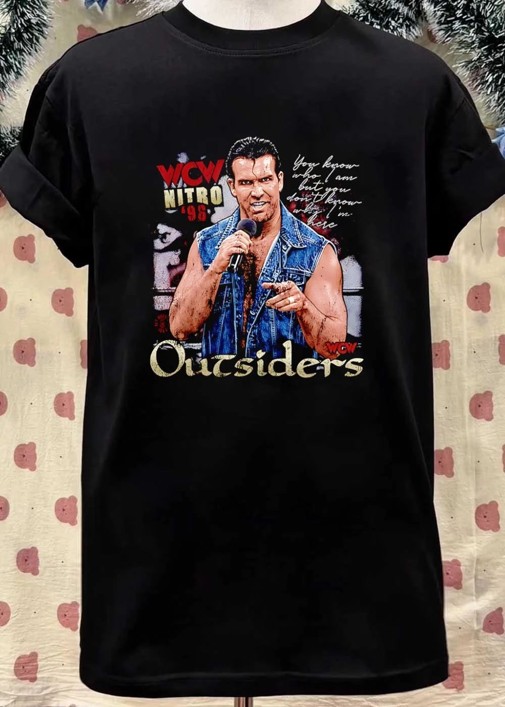WCW Nitro 96 Scott Hall Holding Microphone You Know Who I Am but You Dont Know Why I Am Here Outsiders T-Shirt