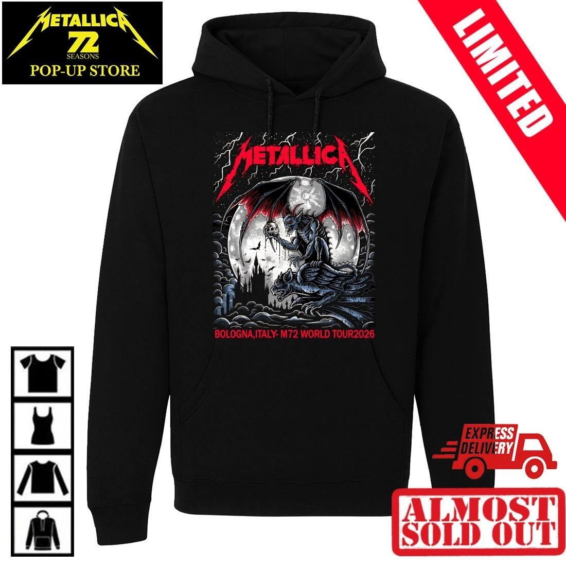 Metallica M72 Bologna Italy 2026 Event T-Shirt Keith Stanley Gargoyle Demon