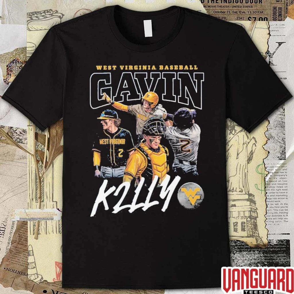 Gavin Kelly Retro 90s West Virginia Mountaineers Baseball t-shirt