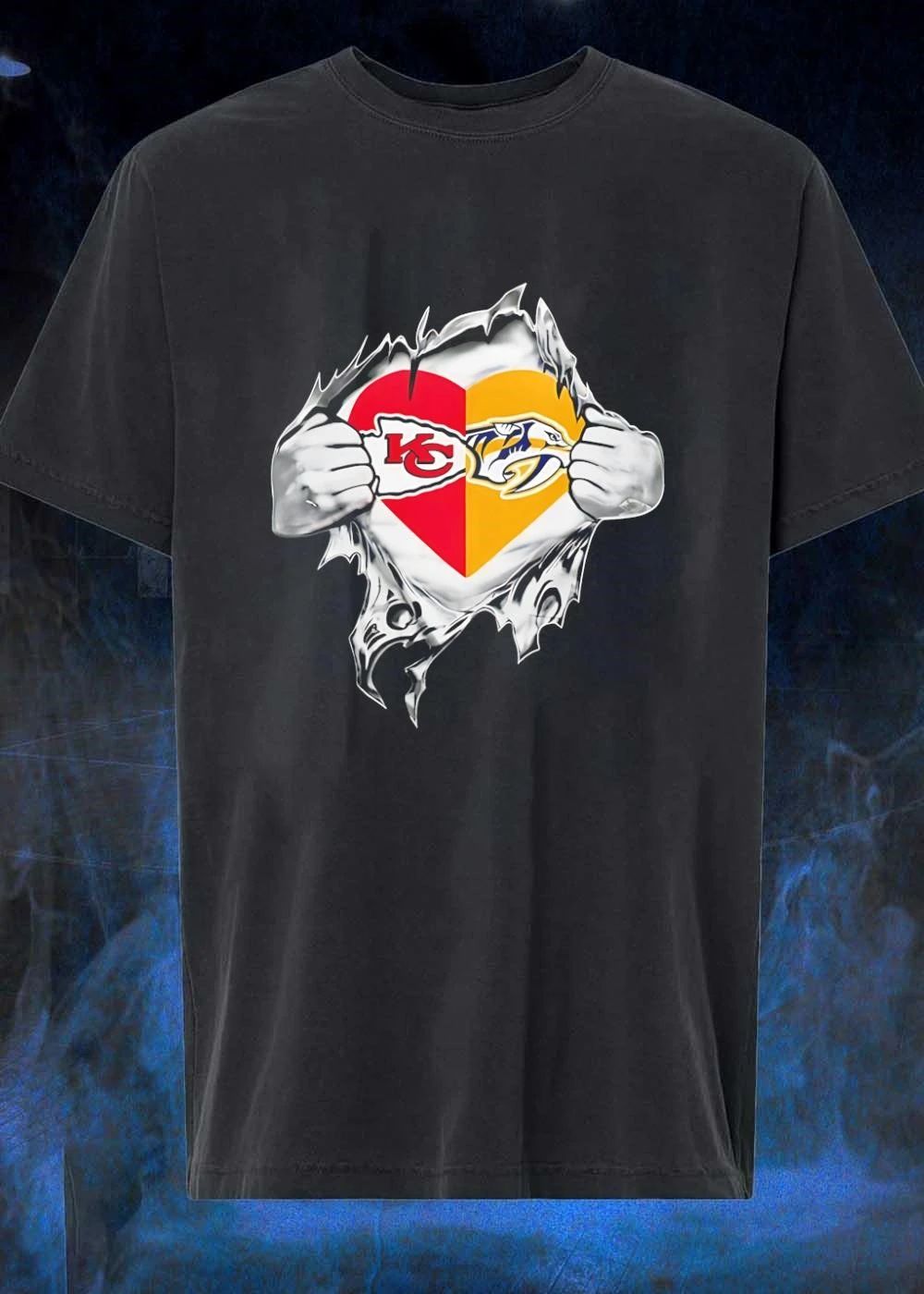 Heart Ripping Open Kansas City Chiefs Nashville Predators Shirt