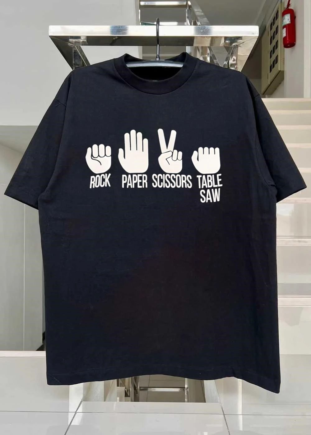 Rock paper scissors table saw shirt