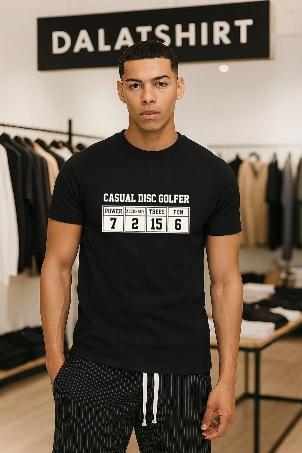 Casual Disc Golfer Power Accuracy Trees Fun Scoreboard shirt
